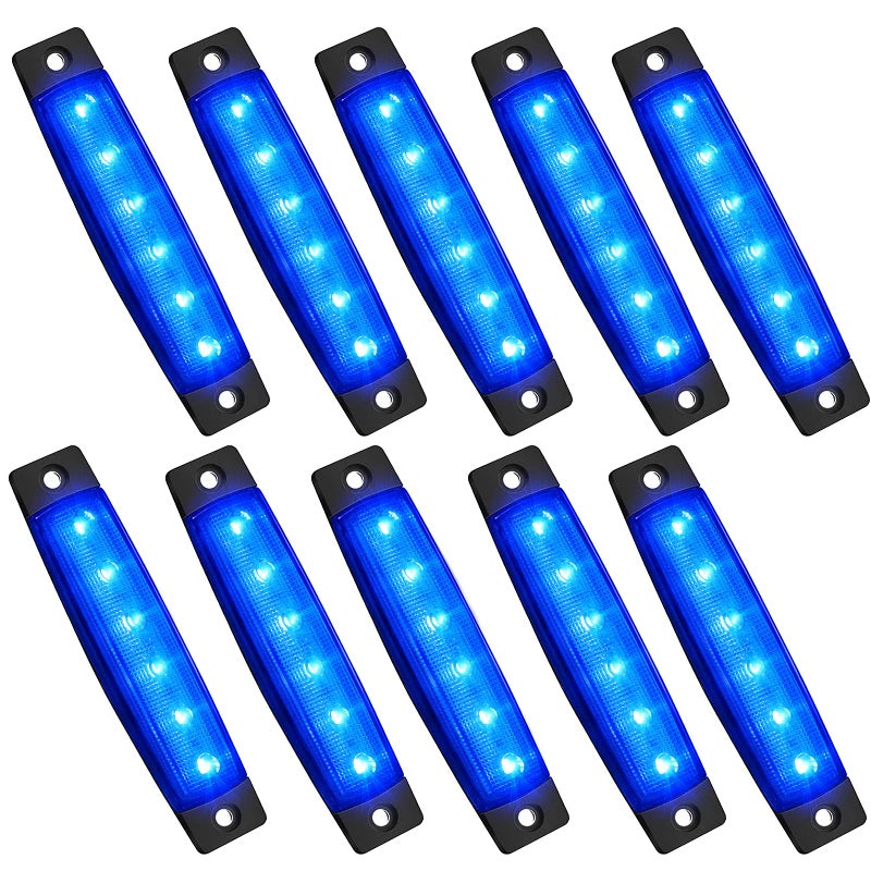 PSEQT 10 Pcs LED Rock Strip Lights Car Exterior Underglow Wheel Fender Well Lighting Kits Waterproof for Golf Cart Wrangler Offroad Truck RV UTV ATV Snowmobile (Blue) - Image 1